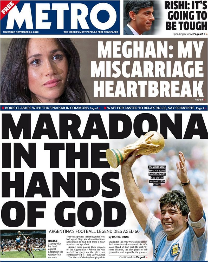 In the hands of God': what the papers say about the death of Diego