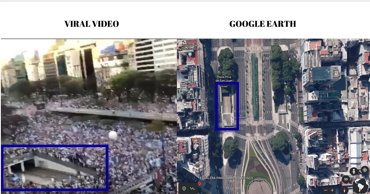 Left: Viral video. Right: Google earth.