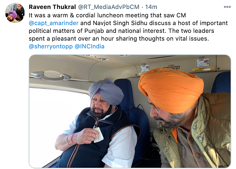 Punjab CM Amarinder meets with Navjot Singh Sidhu