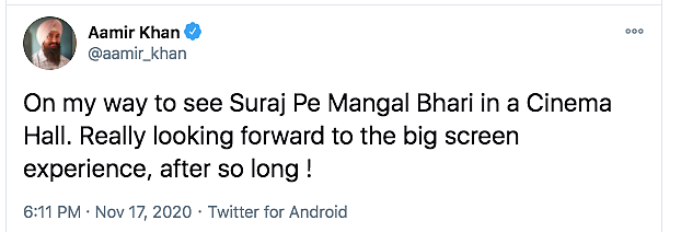 Aamir Khan Goes to a Theatre to Watch 'Suraj Pe Mangal Bhari'