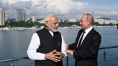 Sochi: Prime Minister Narendra Modi with the Russian President Vladimir Putin in Sochi, Russia on May 21, 2018.&nbsp;