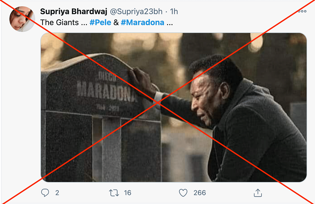 Photo Showing Pele Crying At Maradona's Grave Is Morphed And Fake