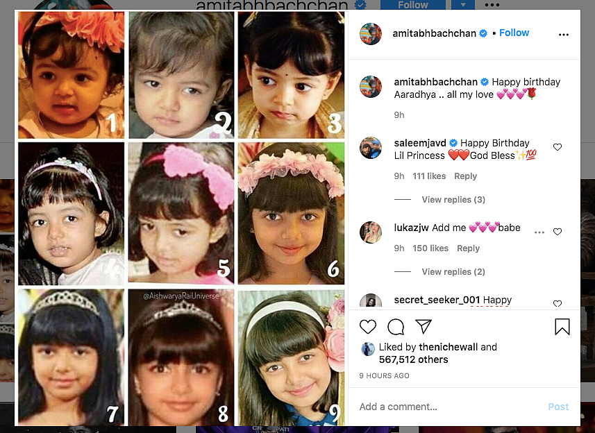 Amitabh Bachchan's wish for Aaradhya.