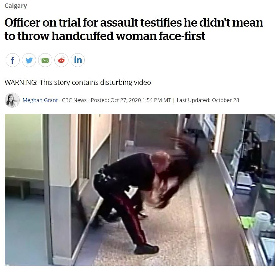 The video is from Canada where a cop, currently facing trial, assaulted a black woman in  2017.
