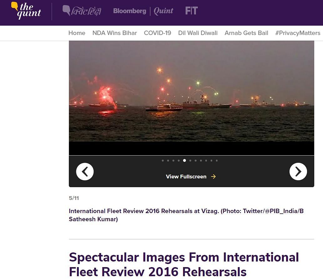 We found that the video was of the International Fleet Review which happened in Visakhapatnam in 2016.