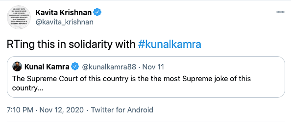 Kunal Kamra criticised the SC in a series of tweets after a two-judge bench granted bail to Arnab Goswami.