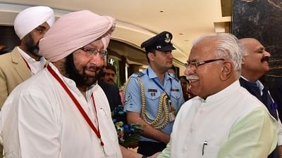 Chandigarh: Haryana Chief Minister Manohar Lal Khattar with Punjab Chief Minister Captain Amarinder Singh during Northern Zonal Council (NZC) meeting in Chandigarh on 12 May 2017.