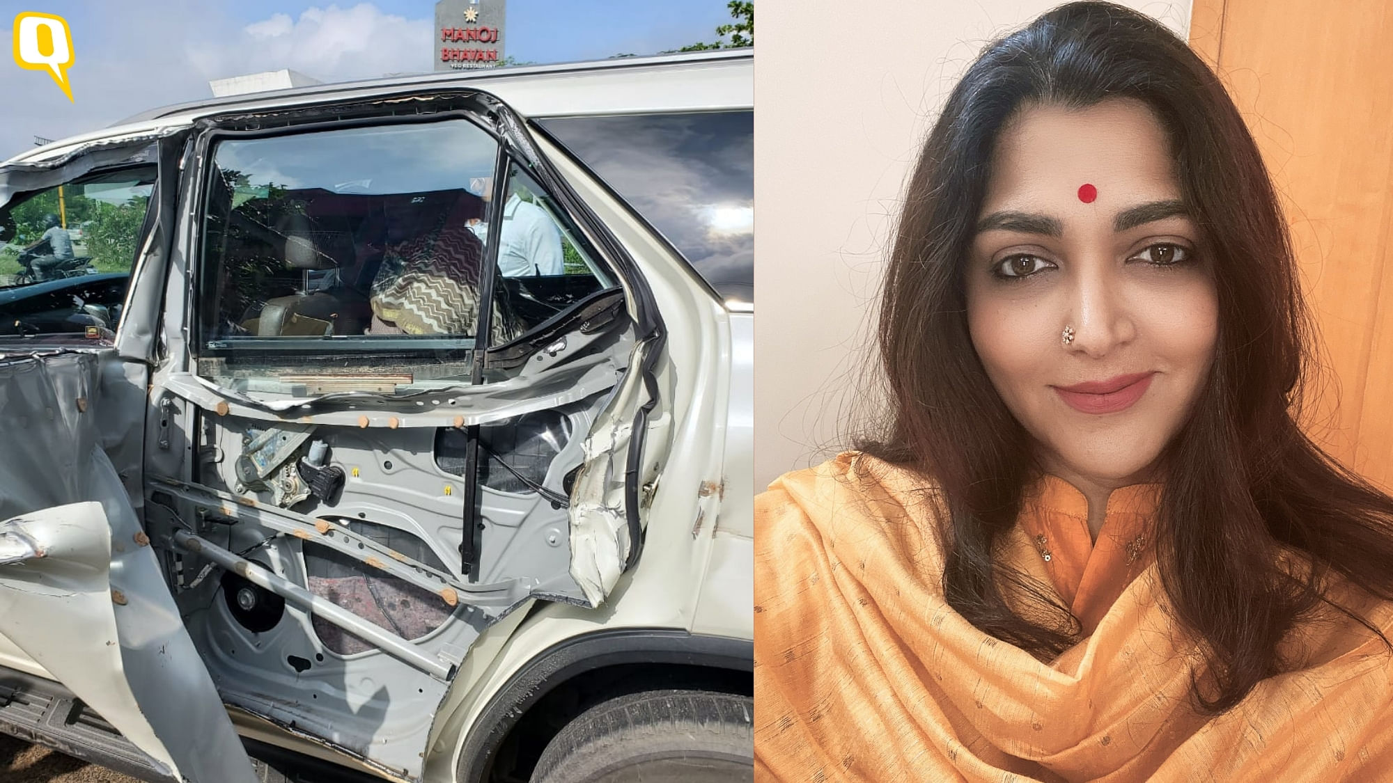 Actor-politician Khushbu Sundar met with an accident while she was on her way to Cuddalore to join BJP’s Vel Yatra.