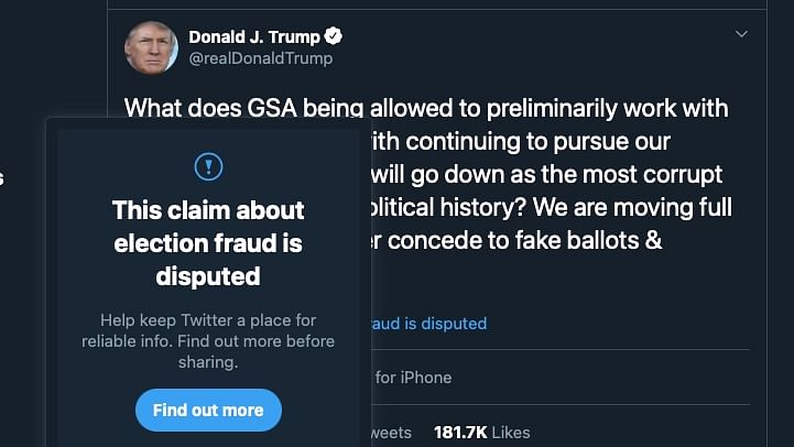 A screenshot of the warning notification by Twitter when retweeting a flagged tweet. Image used for representation only.