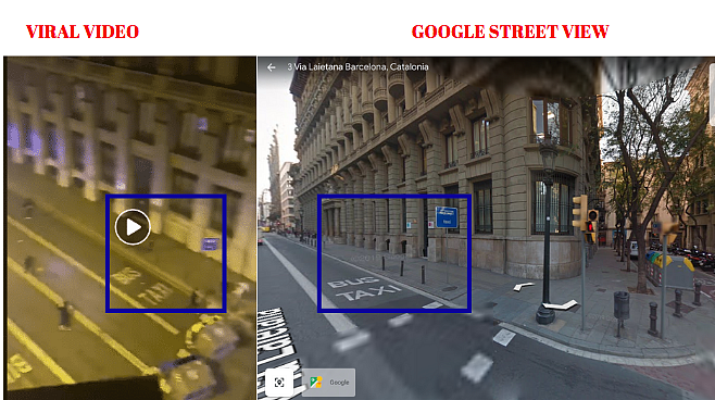 Left: Viral video. Right: Google street view.