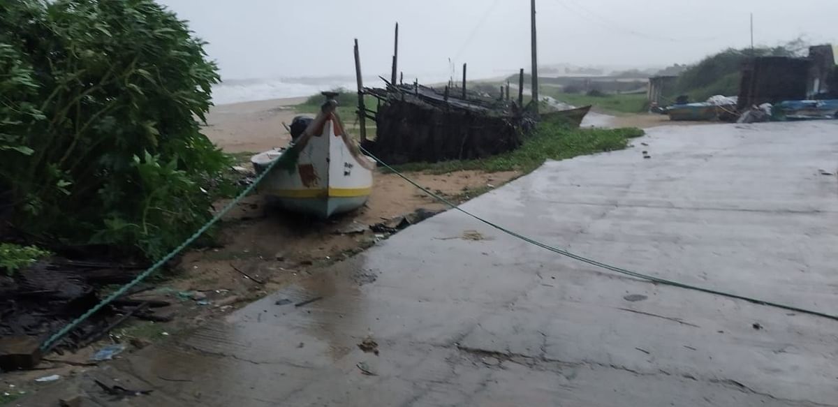 Fisherfolk have moved their boats further into the land, fearing heavy winds.