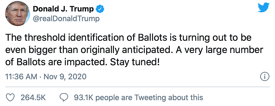 Refusing to Concede, Trump Still Tweets of ‘Big Presidential Win’