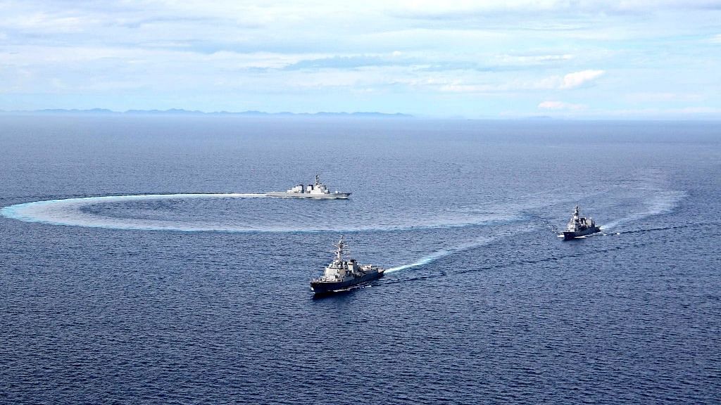 Image of  ships that will participate in the Malabar Exercise.&nbsp;