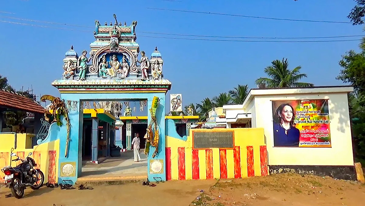 The Kula Deva temple where a special prayer was held for the victory of Democratic Vice-Presidential nominee Kamala Harris at Thulasendrapuram in Tiruvarur district.