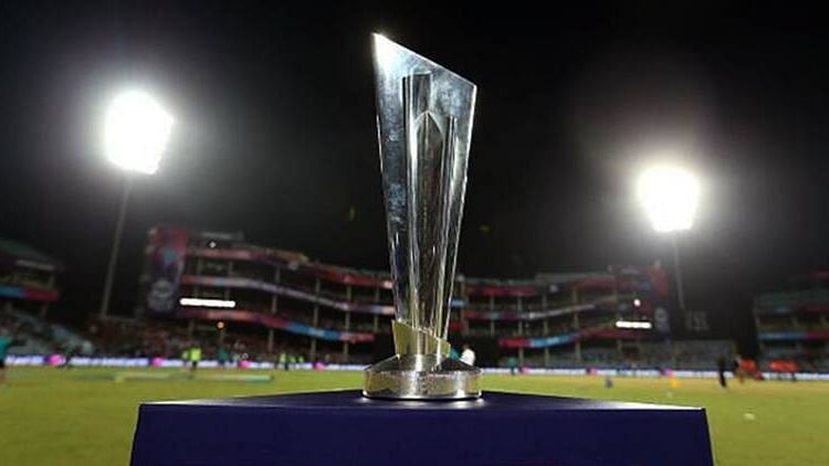 Men’s T20 World Cup trophy on display.&nbsp;
