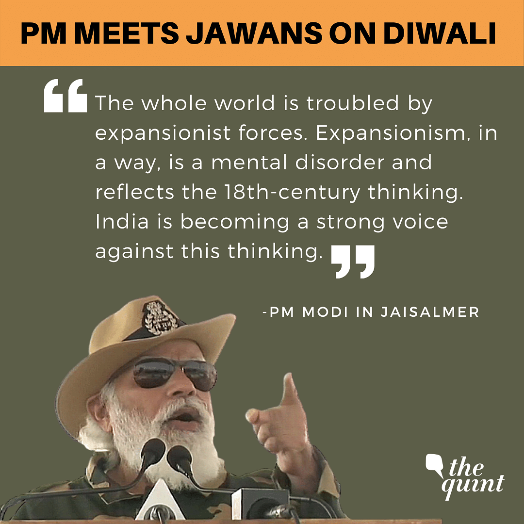 Addressing the jawans at Longewala post in Jaisalmer, PM Modi said ‘his Diwali is complete only when he meets them’.