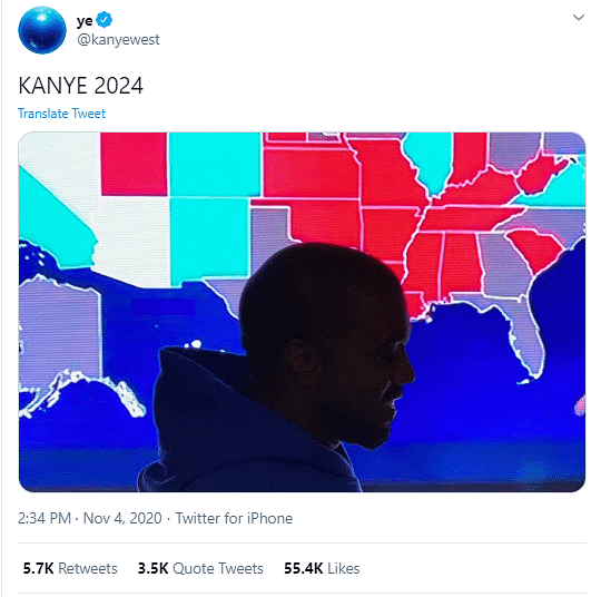 Kanye West becomes fodder for memes on social media on US election day.