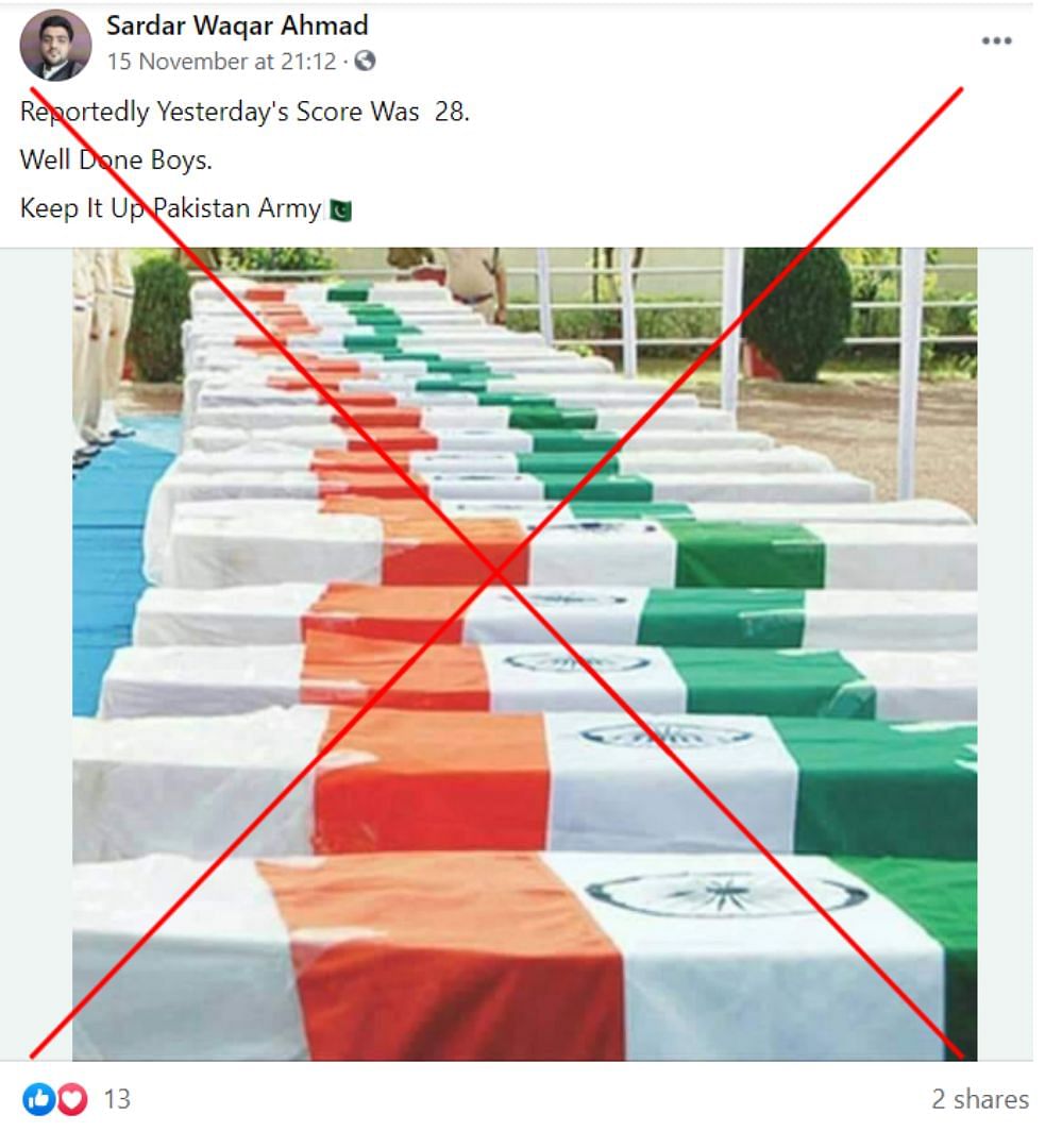 The image has been falsely used by Pakistan-based handles to inflate the number of deaths in the Indian Army.