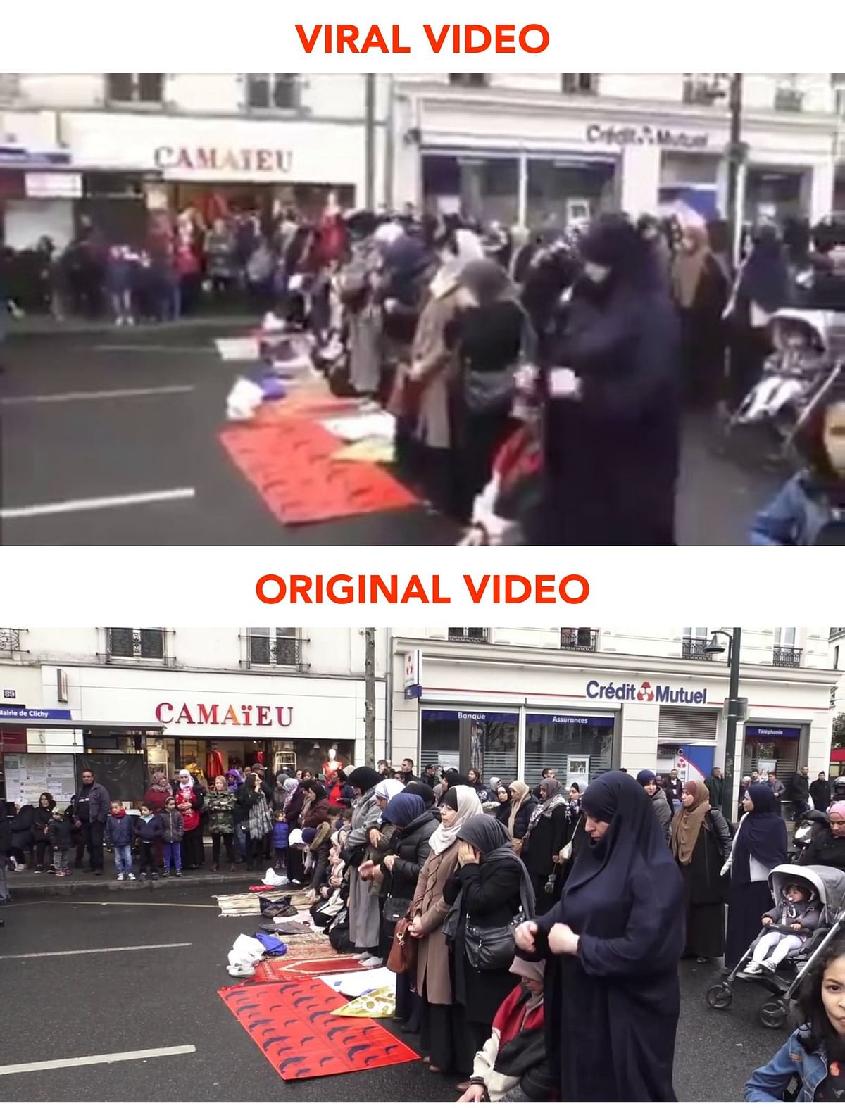 An old video of Muslims offering prayers in the streets of France’s Clichy has been revived as a recent incident.