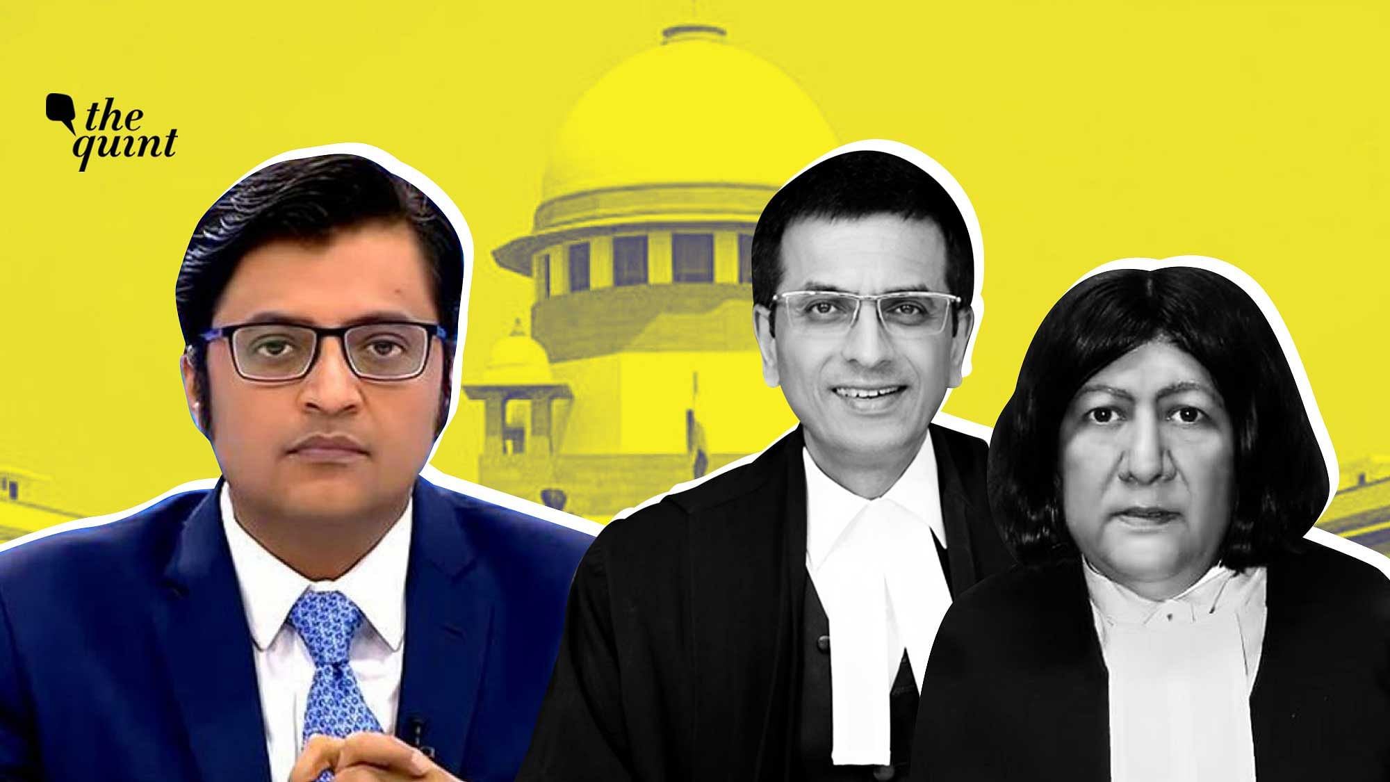 Supreme Court bench of Justices DY Chandrachud and Indira Banerjee granted Arnab Goswami bail.