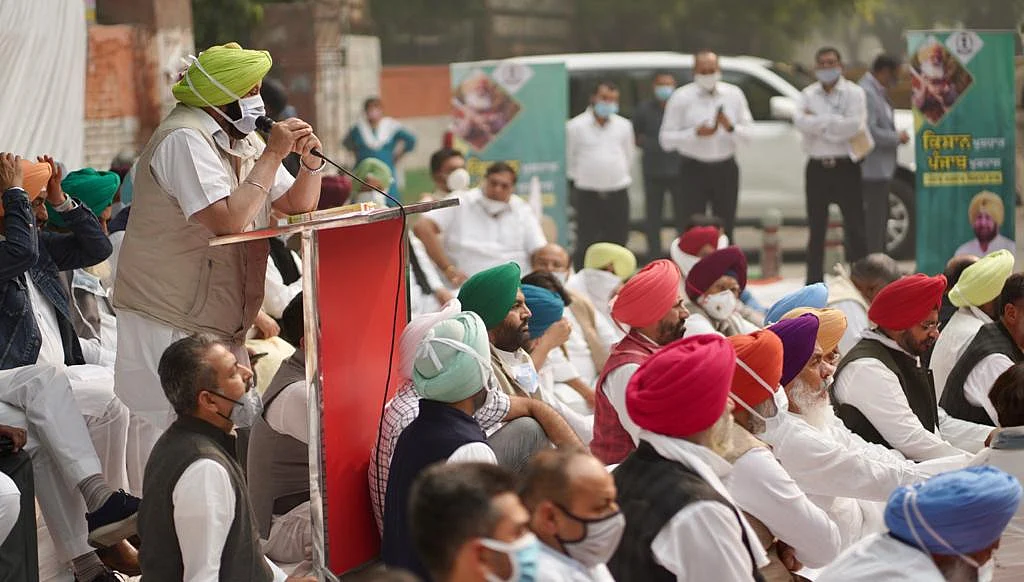 Punjab CM Amrinder Singh addresses media.