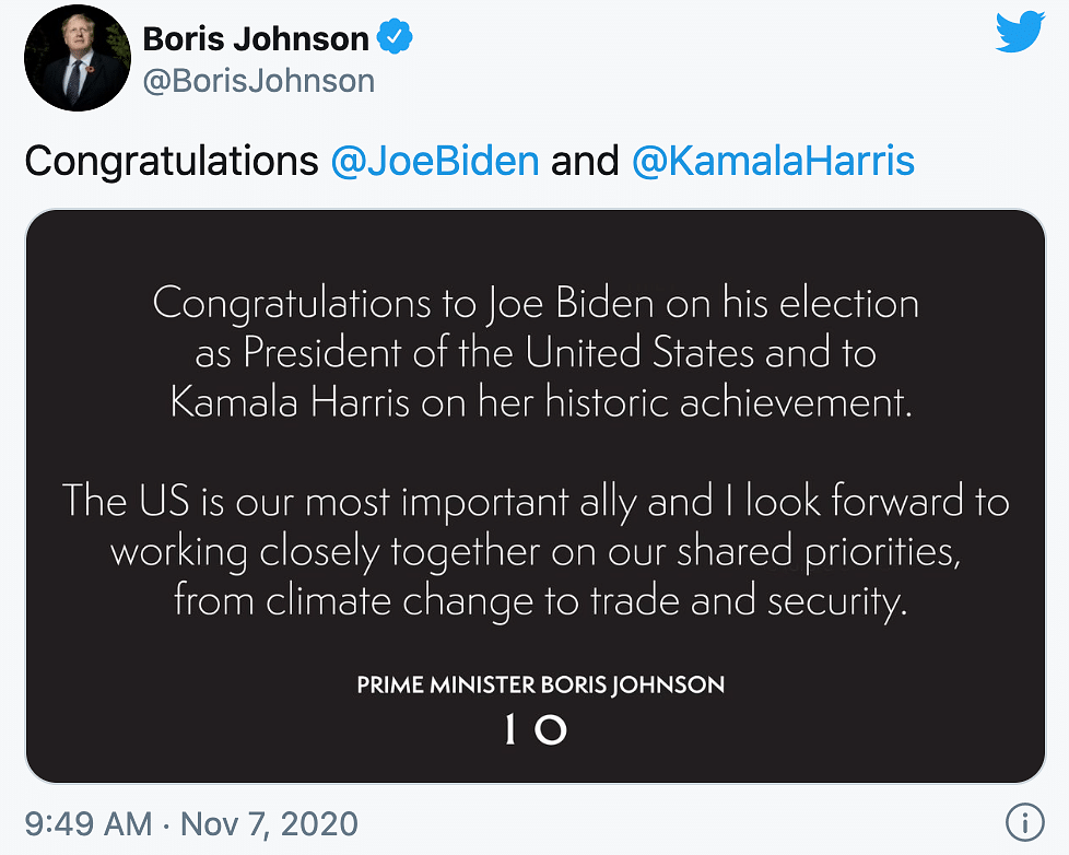 Good wishes continue to pour in for President-Elect Joe Biden, and historical Vice-President-Elect Kamala Harris. 