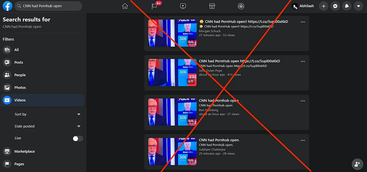 A link to the search results can be found <a href="https://www.facebook.com/search/videos?q=CNN%20had%20Pornhub%20open&filters=e30%3D">here</a>.