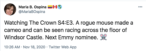 Next Emmy Nominee: Running Mouse in 'The Crown' Has Twitter Amused