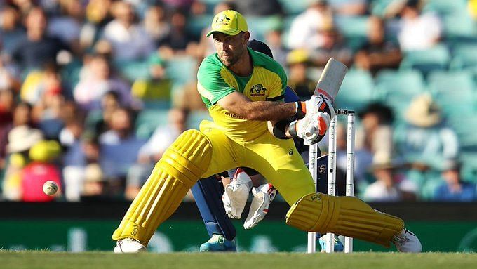 Glenn Maxwell plays the switch-hit during the ODI series against India.&nbsp;