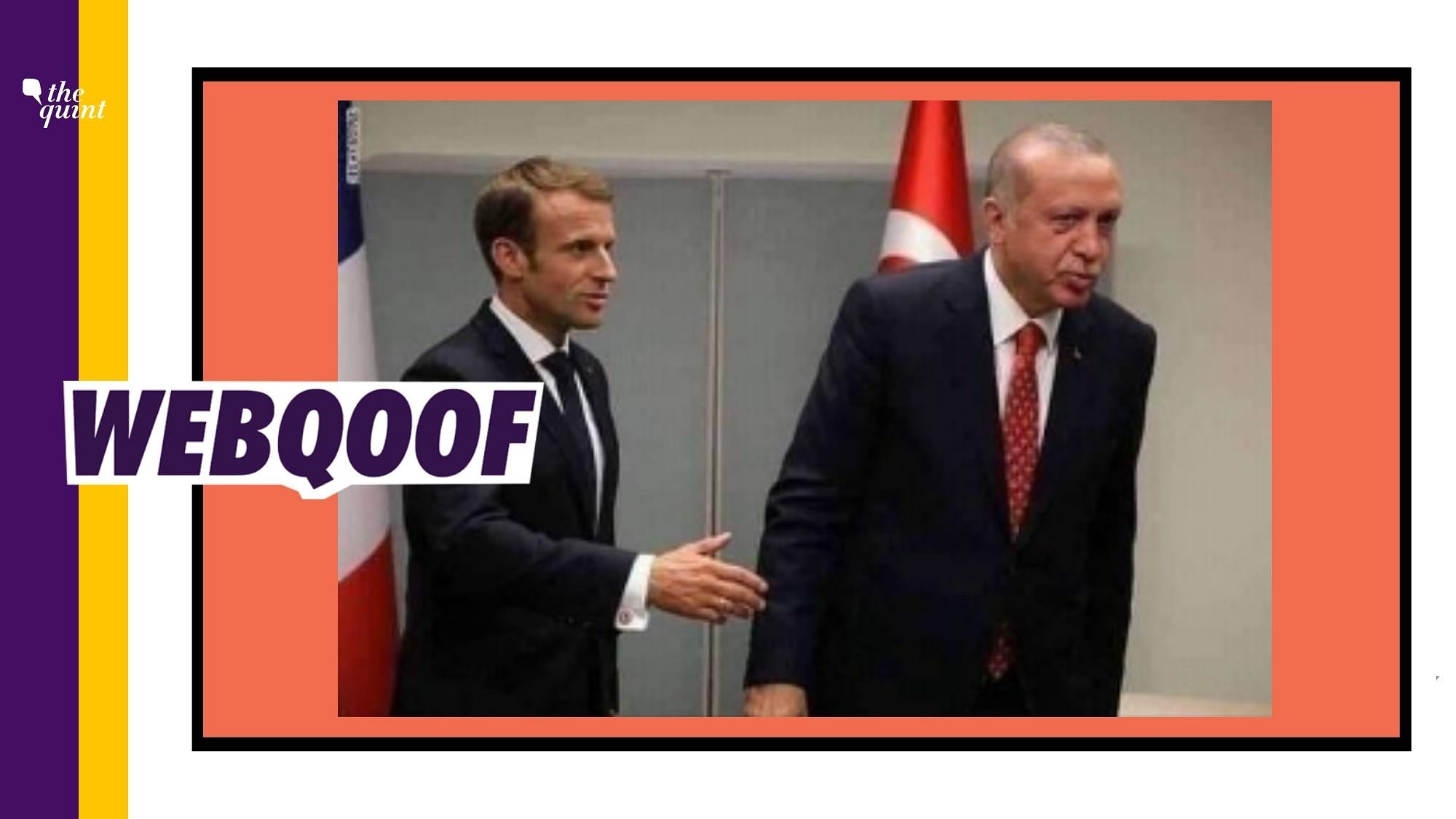 An old image has been revived to falsely claim that Turkish President Recep Tayyip Erdogan and French President Emmanuel Macron did not shake hands with each other.