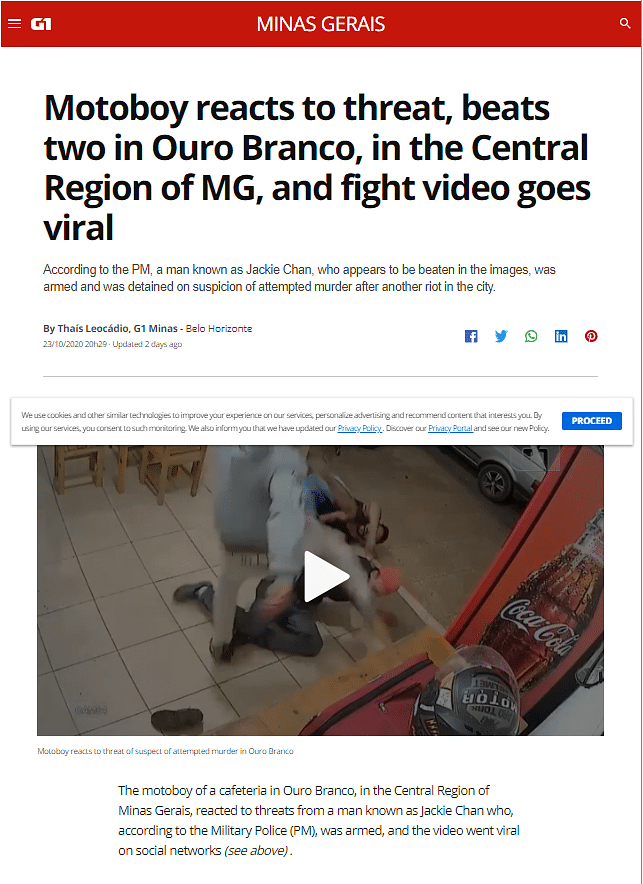 The fight seen in the video took place at a restaurant in Minas Gerais, Brazil.