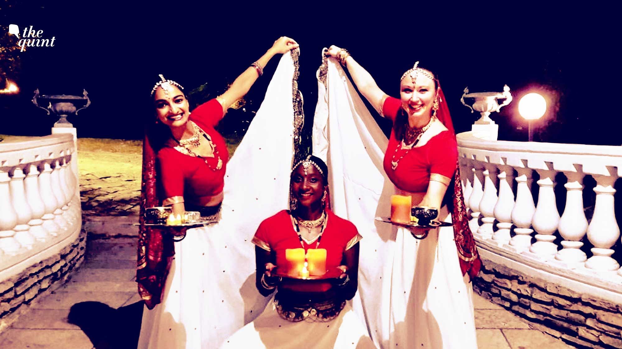 Image of author of the article Kavya Iyer (L) with two other international dancers in France – representing multiculturalism – used for representational purposes.