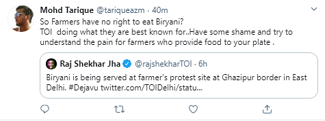 A video of food being served at the ‘Delhi Chalo’ farmers’ protest has caused a stir.