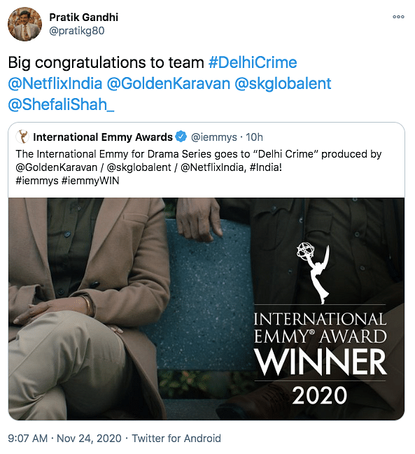 The show won Best Drama Series in 2020.
