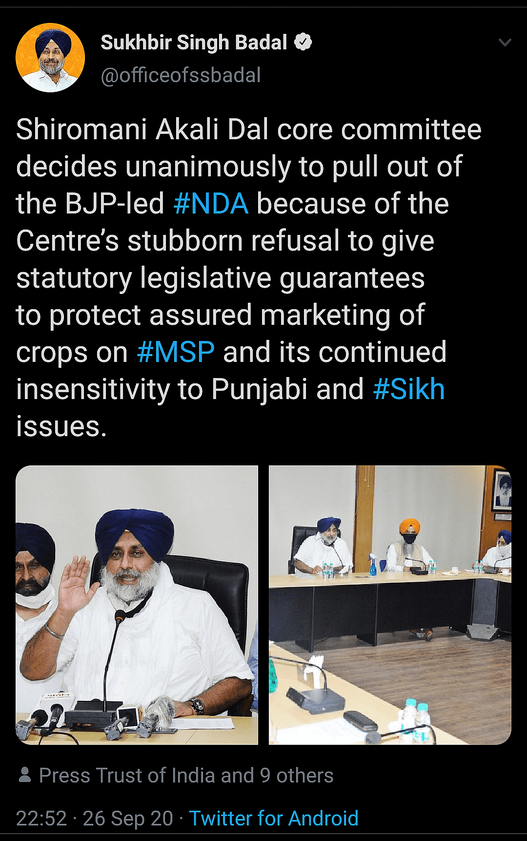 SAD breaks away from NDA