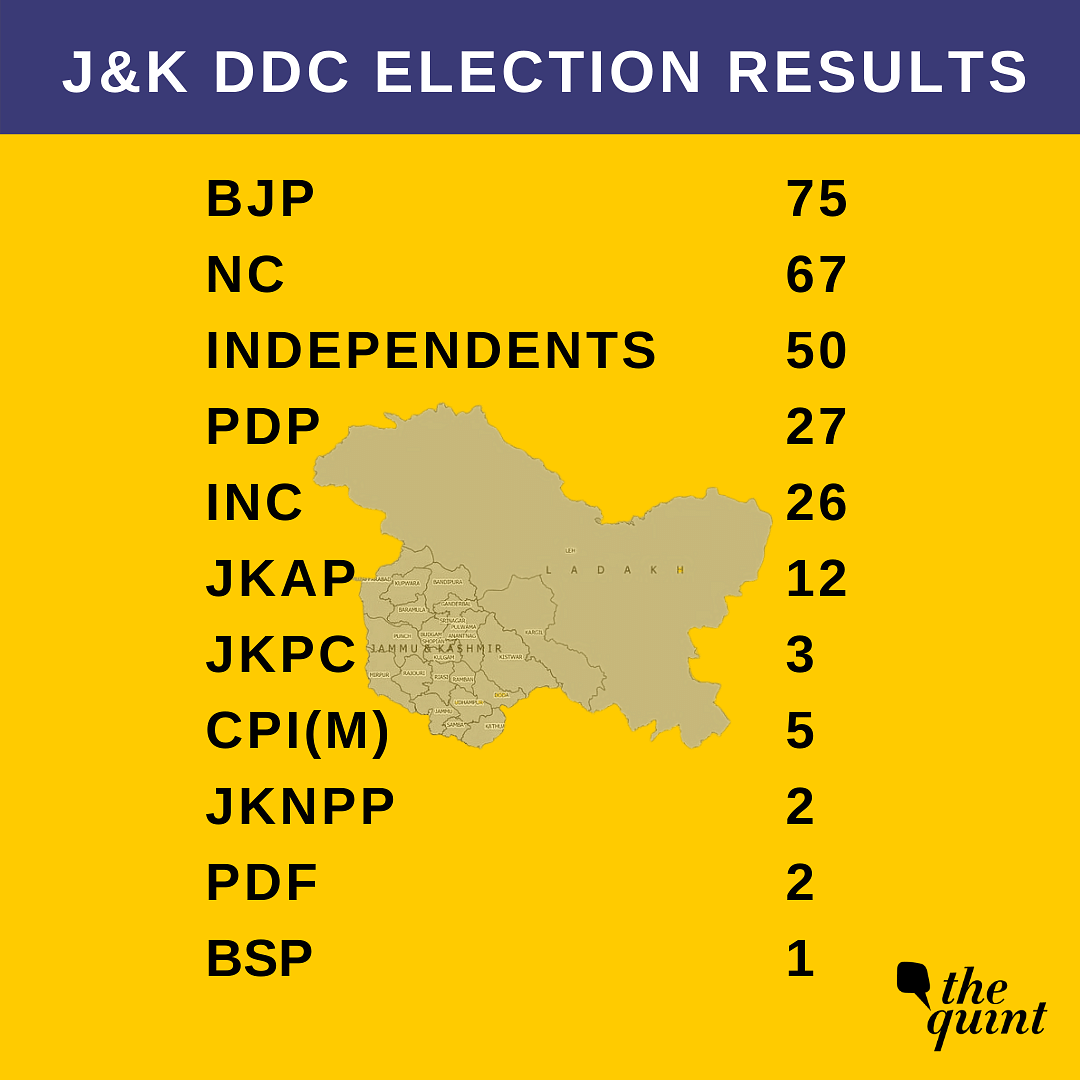 The Gupkar alliance was the clear winner in the Valley, while the BJP maintained its dominance in the Jammu region.