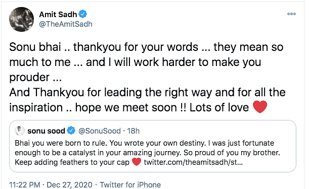 Sadh shared the anecdote while congratulating Sonu Sood for the release of his book.