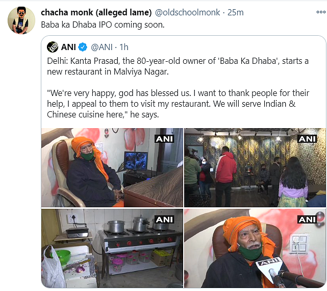 ‘Baba Ka Dhaba’ Owner Starts Own Restaurant, Twitter Reacts