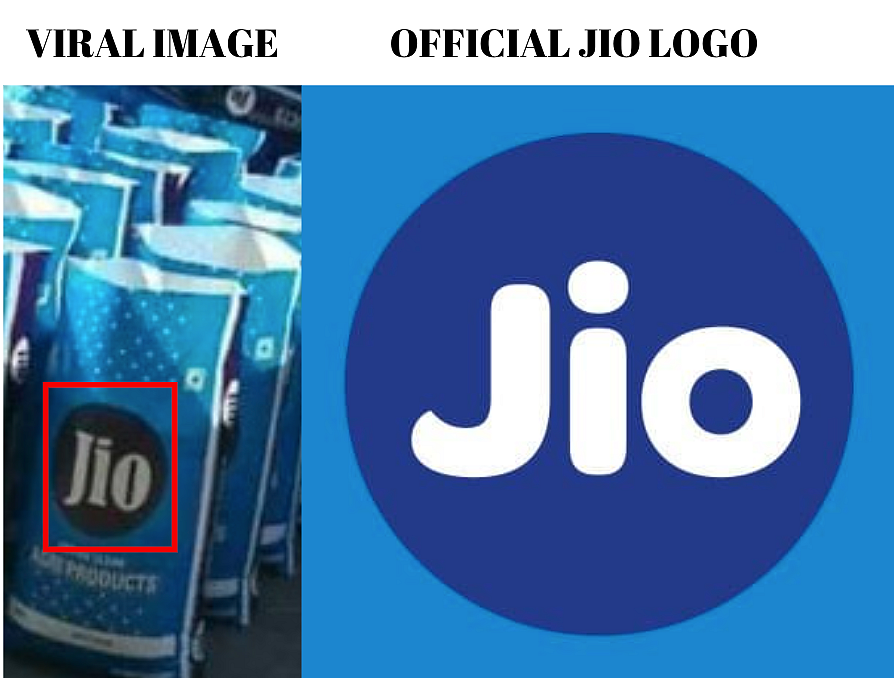 Left: Viral image. Right: Official Reliance Jio logo.