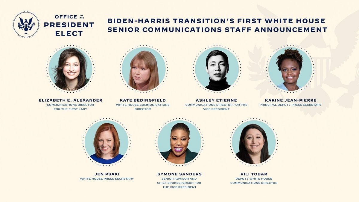 Four of the seven top communications roles at the White House will be filled by women of colour.