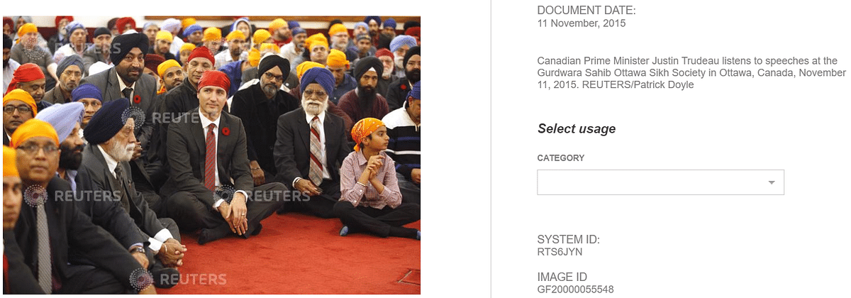 The photo was taken in 2015, when Trudeau had visited the Gurdwara Sahib Ottawa Sikh Society in Canada.