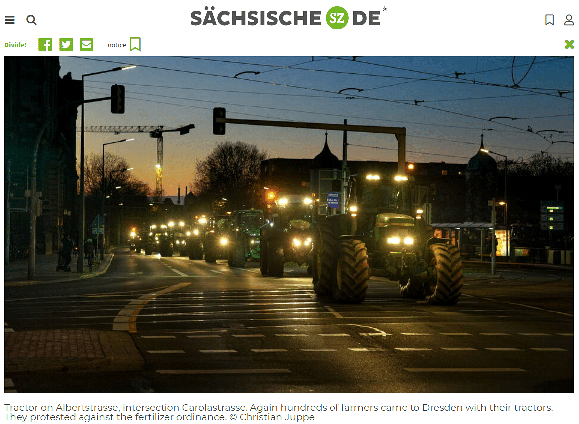 The German farmers were actually protesting against regulations in the state of Saxony.