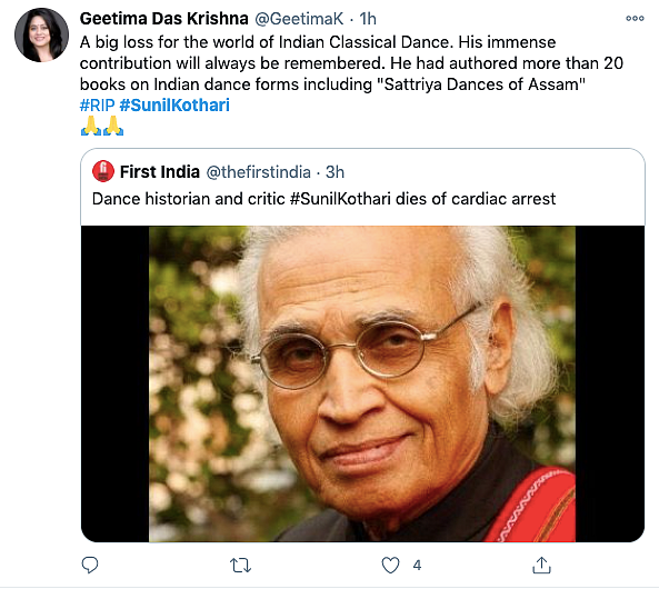 Dance Historian & Padma Shri Awardee Sunil Kothari Passes Away