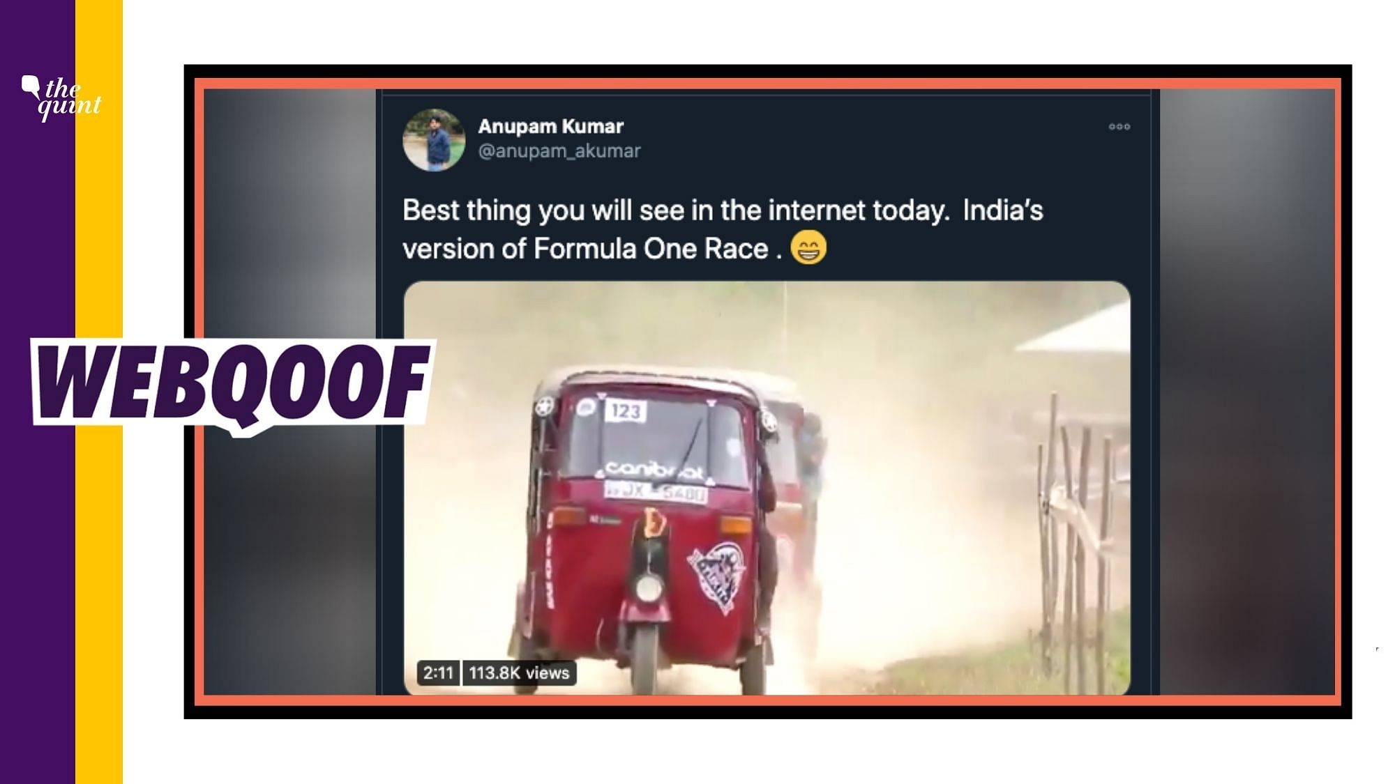 A clip showing a race between auto-rickshaws is doing the rounds on the internet with a claim that it is from India.