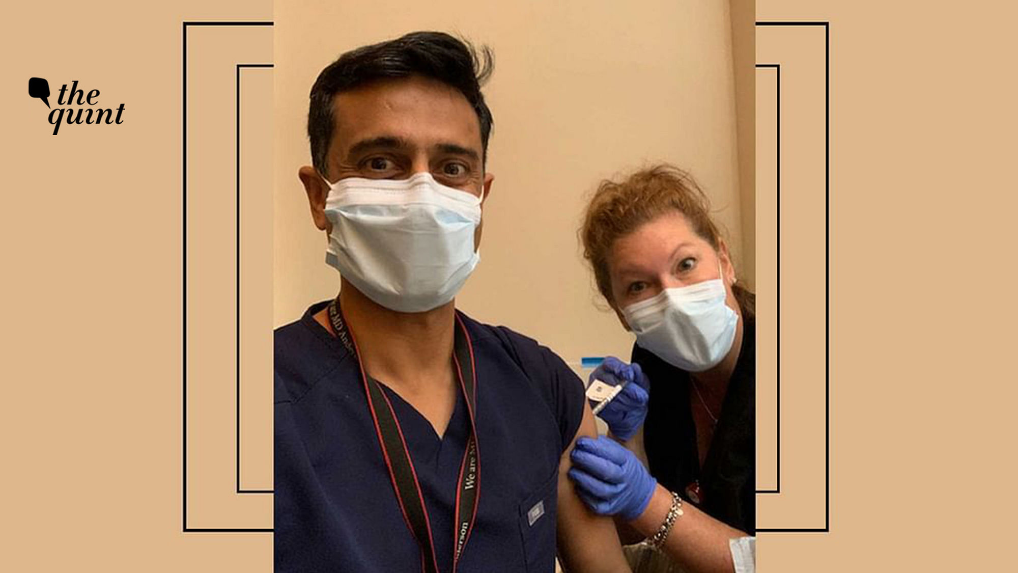 Dr Shubham Pant getting vaccinated at his medical institute in the US.