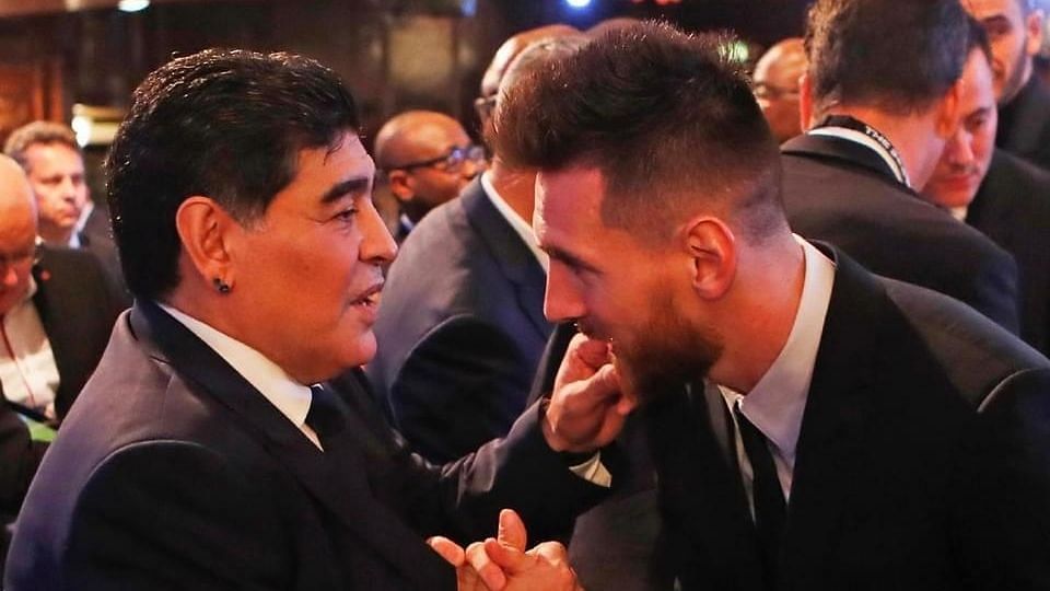 Diego Maradona and Lionel Messi at The Best Awards Gala
