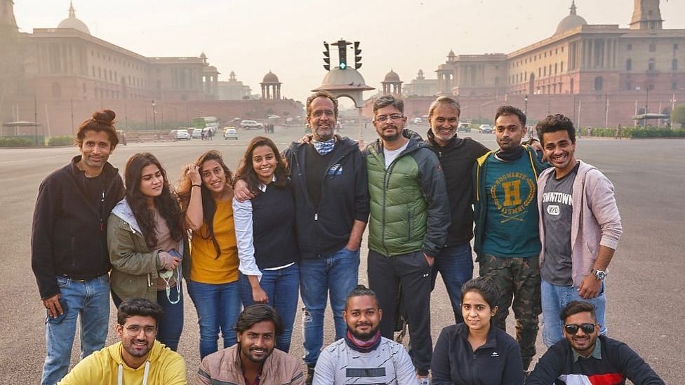 The team of Atrangi Re in Delhi.
