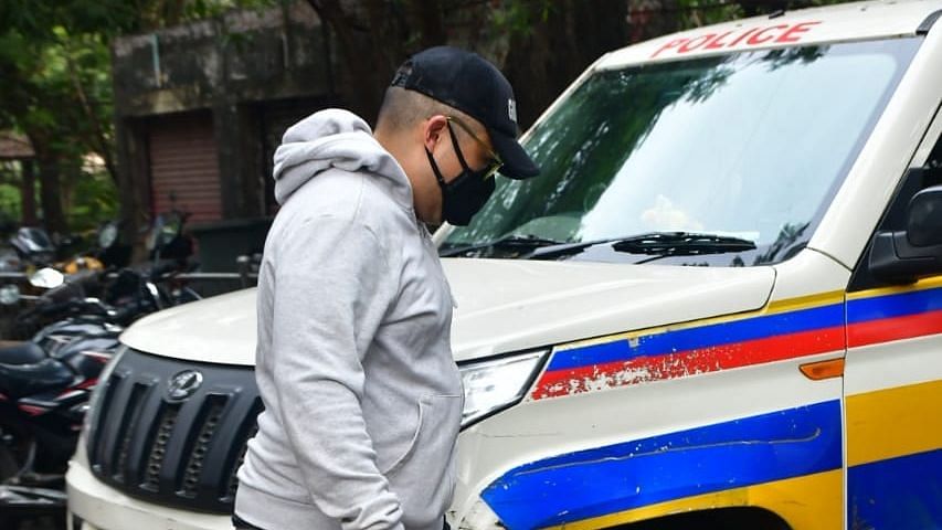 Kelvin Cheung outside the police station in Mumbai.