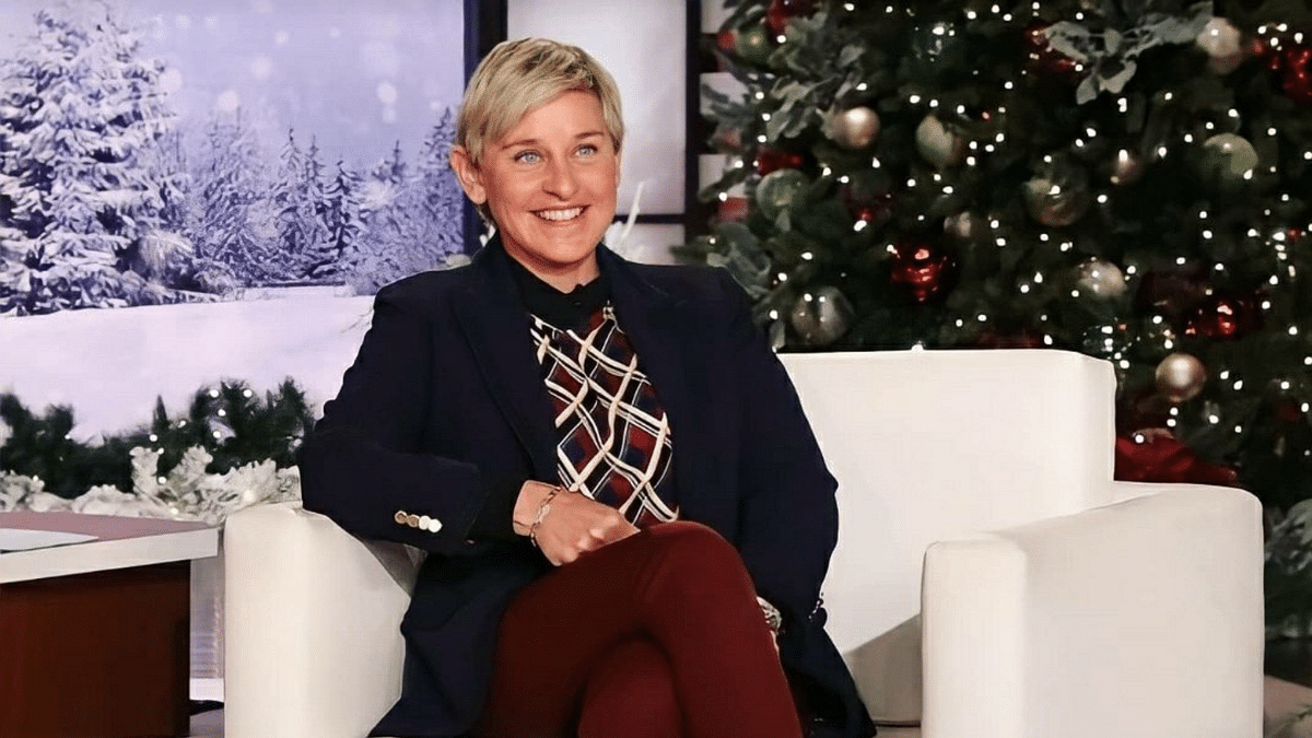 Ellen DeGeneres on the sets of her chat show <i>The Ellen DeGeneres Show</i>