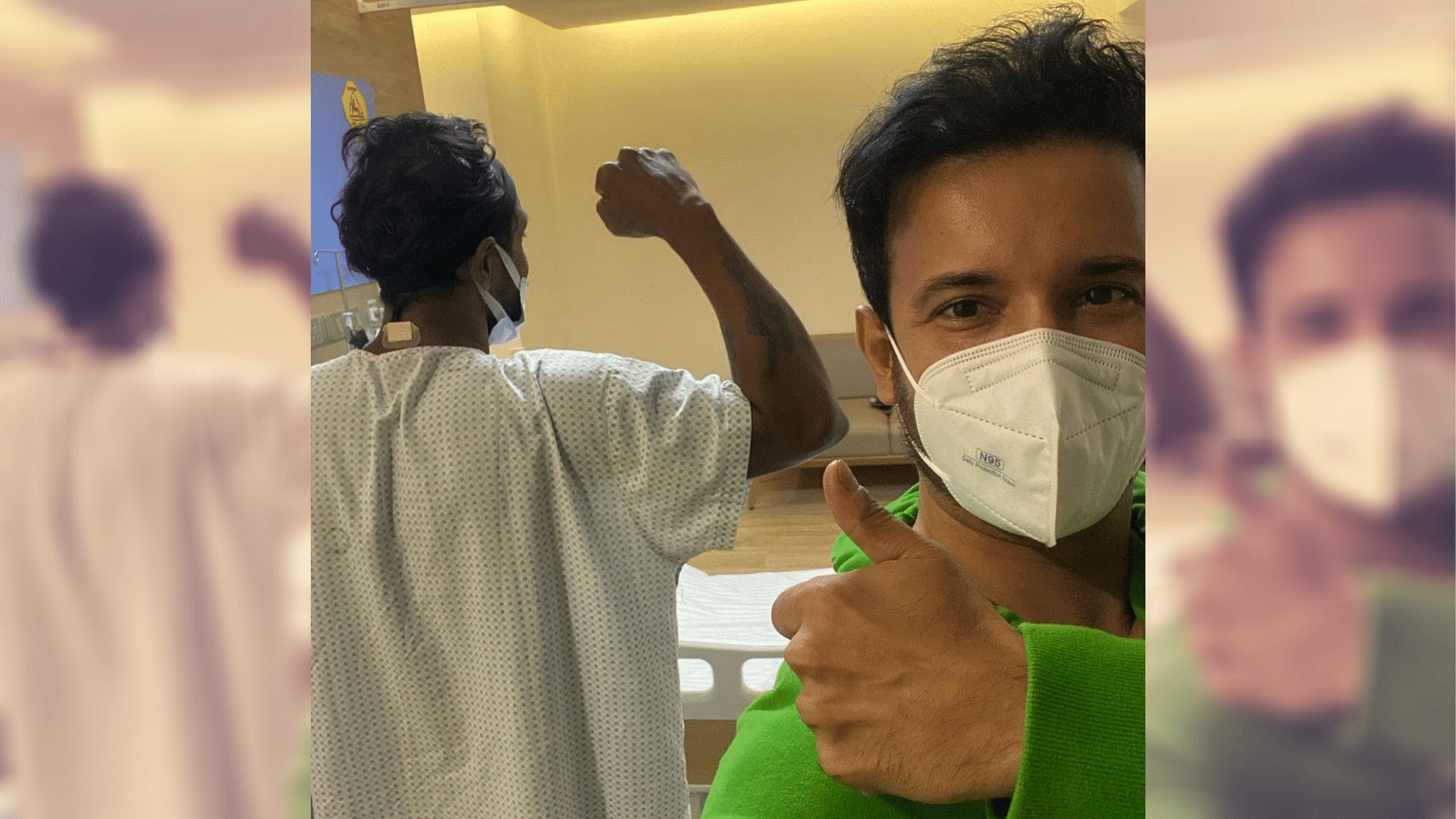 Remo D'Souza strikes a pose from his hospital room.